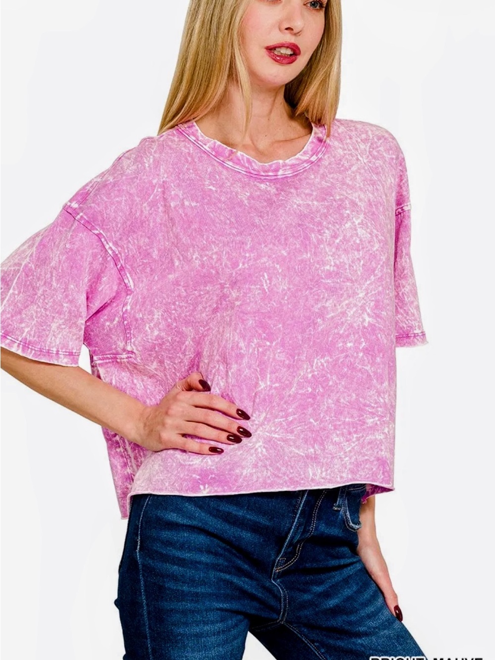 Zenana Outfitters Washed Pink Boxy Crop Tee